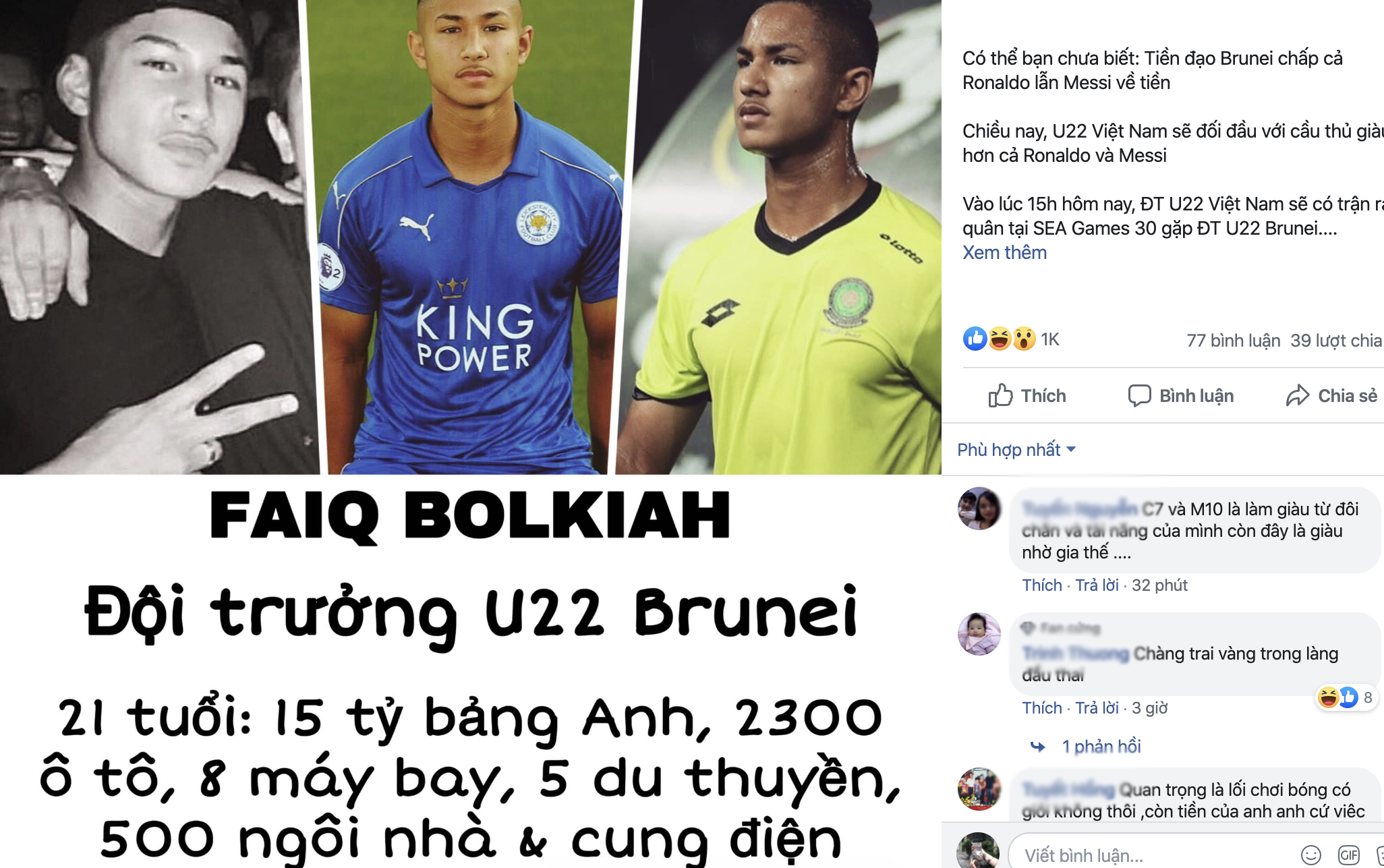 Cầu thủ Brunei Faiq Bolkiah