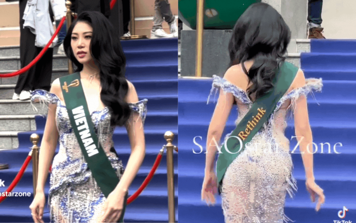 Đại diện Việt Nam té trên thảm xanh Miss Earth 2023, biểu cảm gây chú ý sau sự cố Ảnh 2