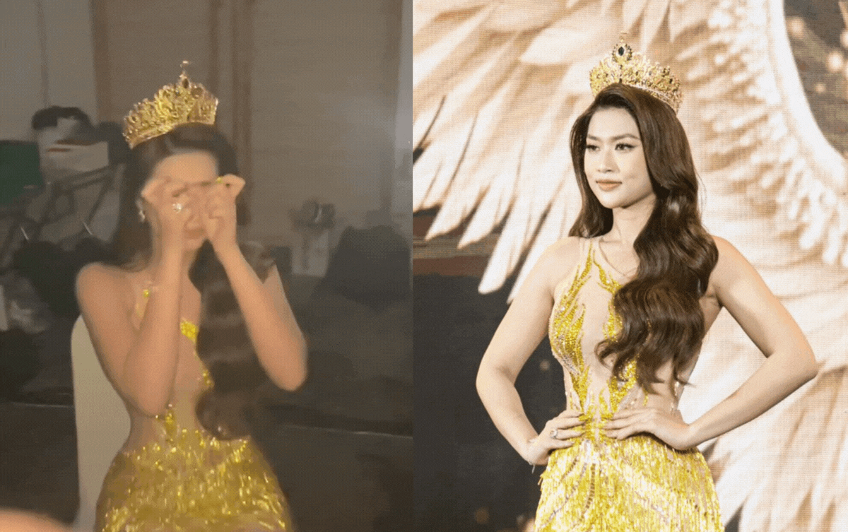 Chưa final walk, Thiên Ân đã khóc nức nở trong hậu trường khi đội vương miện mới Ảnh 2