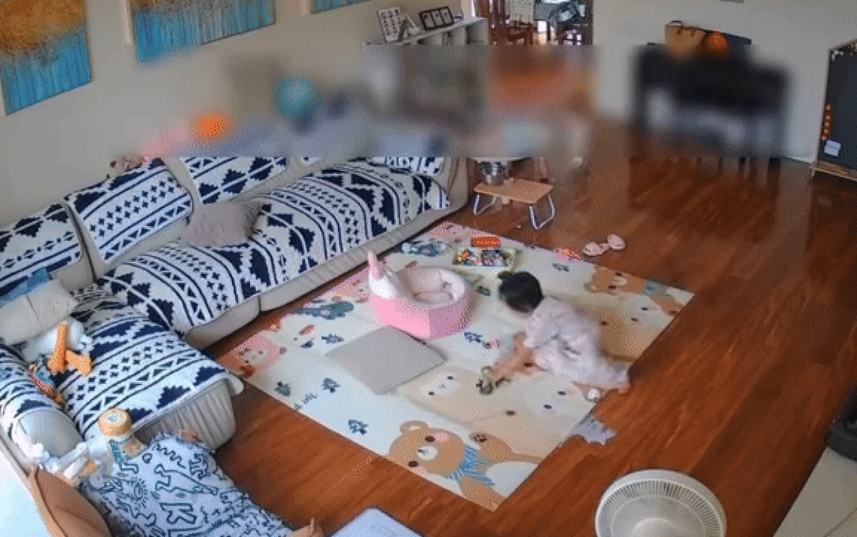 Để con gái chơi một mình ở phòng khách, mẹ xem camera thấy cảnh bất ngờ Ảnh 2