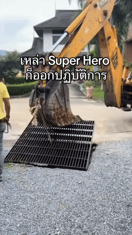 Ba người đàn ông mang máy xúc giải cứu đàn gà con mắc kẹt trong cống Ảnh 3