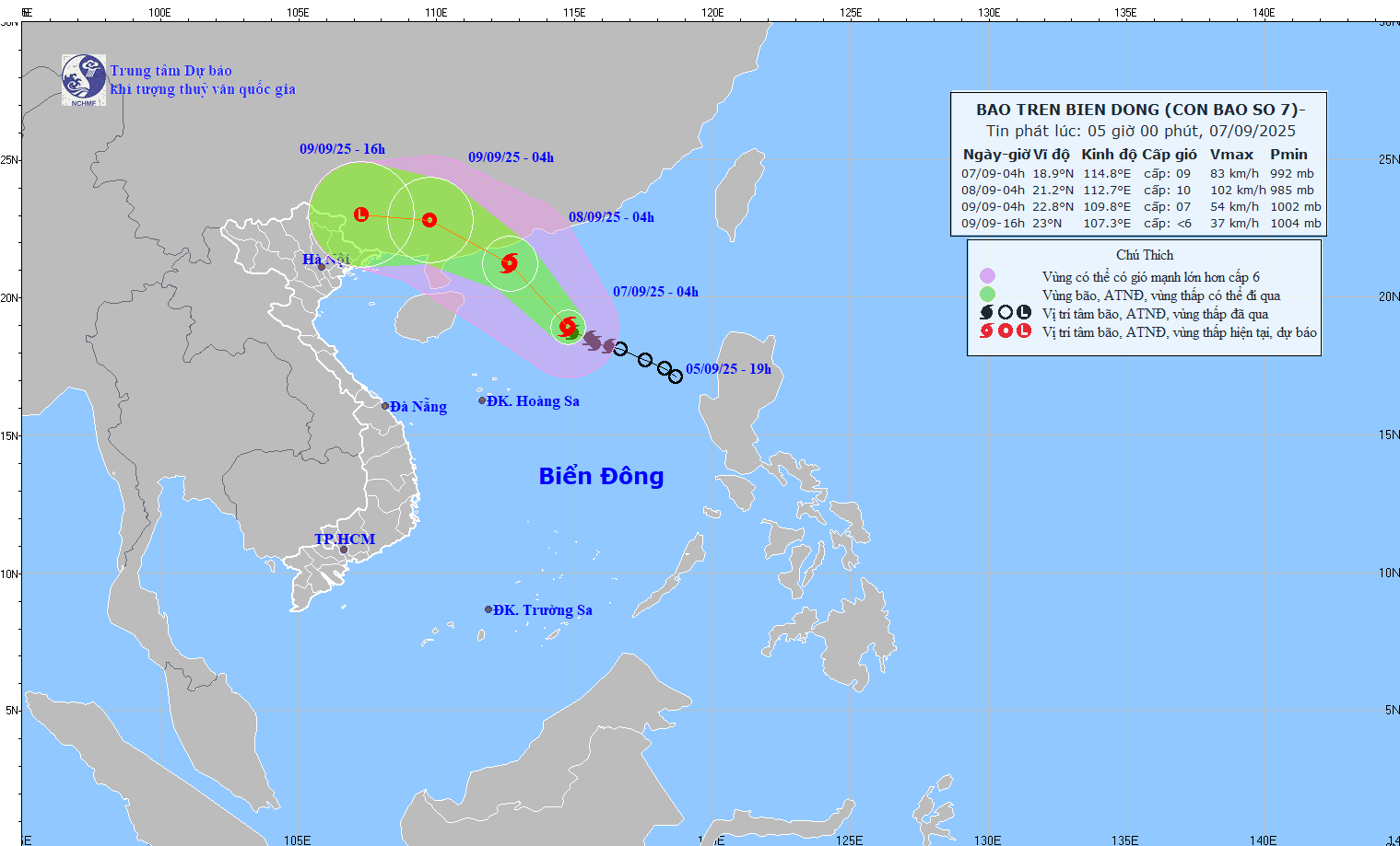 Ảnh: Trung tâm Dự báo khí tượng Thuỷ văn Quốc gia 