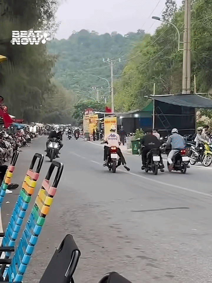 Thanh niên vừa 'thể hiện trình bốc đầu' đã gặp cái kết 'muối mặt'. Ảnh cắt từ clip