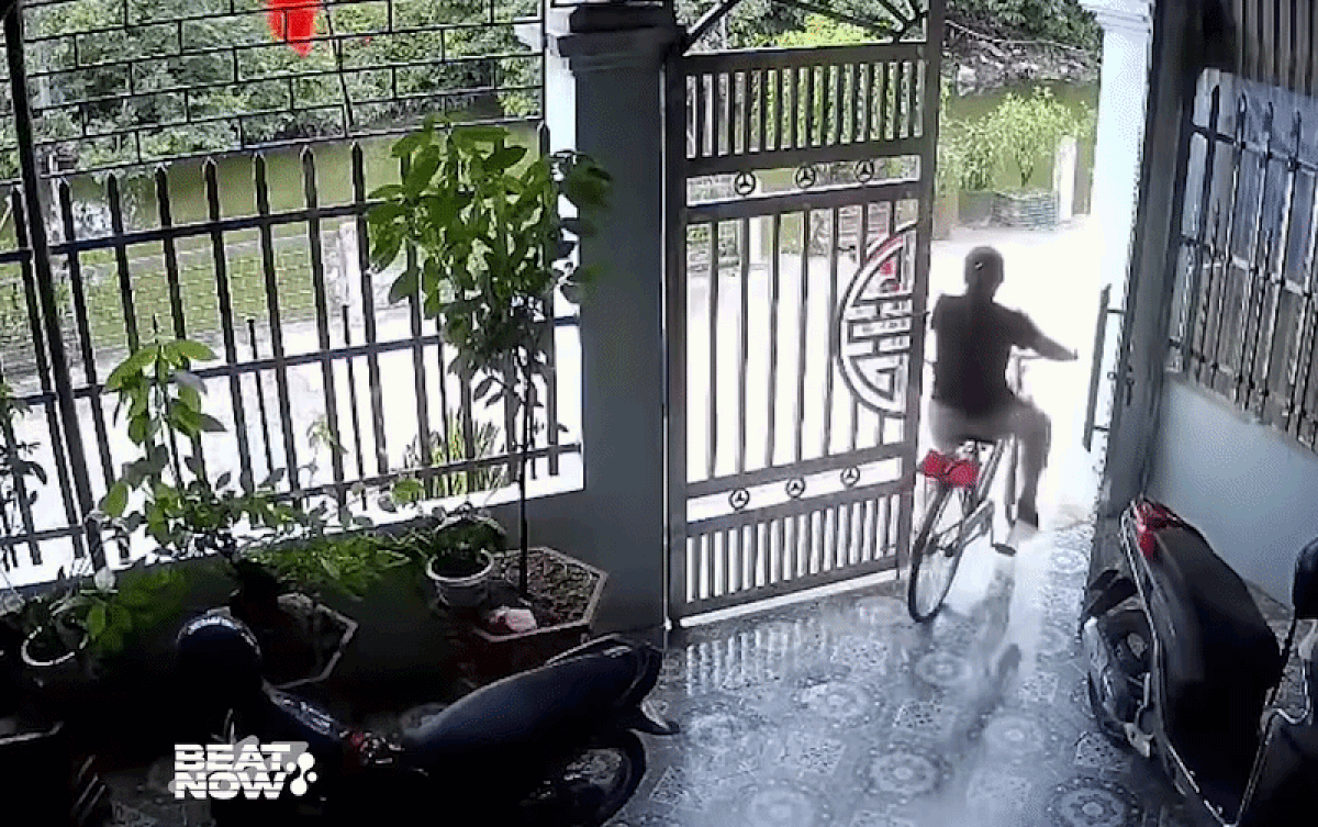 Bé trai đạp xe đạp lao xuống sông, diễn biến tiếp đó khiến dân tình phải phì cười Ảnh 1