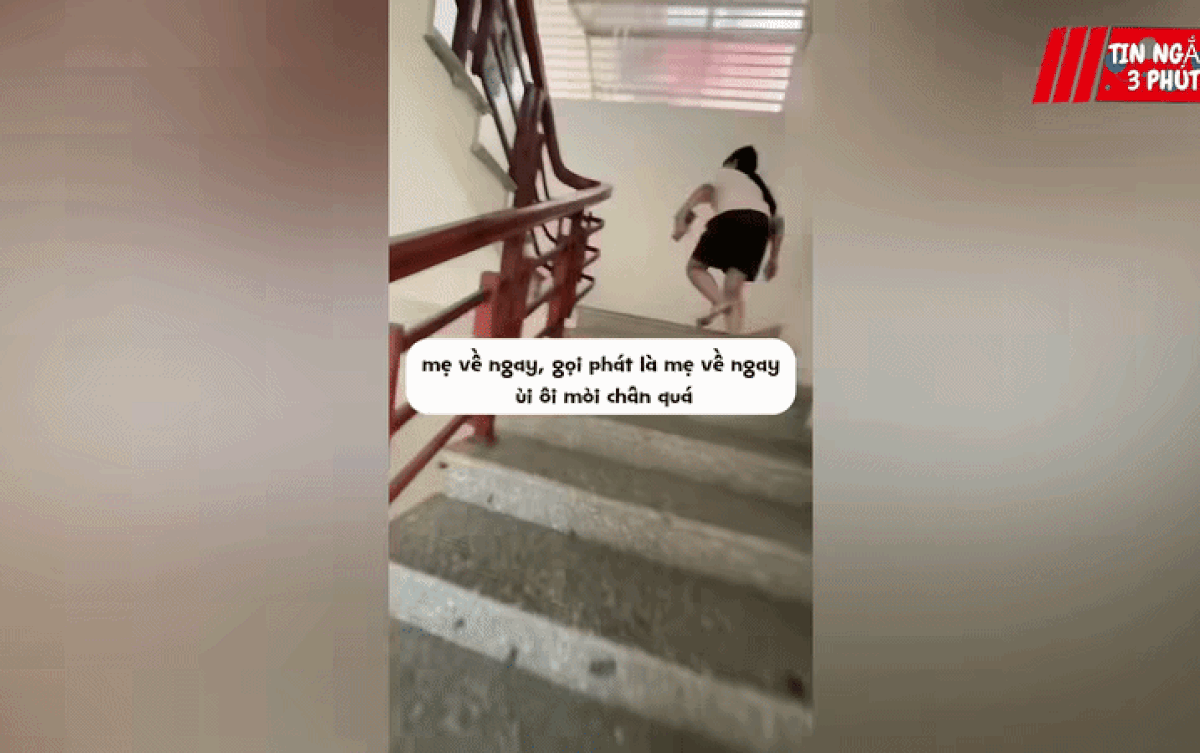 2 mẹ con vội chạy lên sân thượng để 'khui' bí mật của bố.