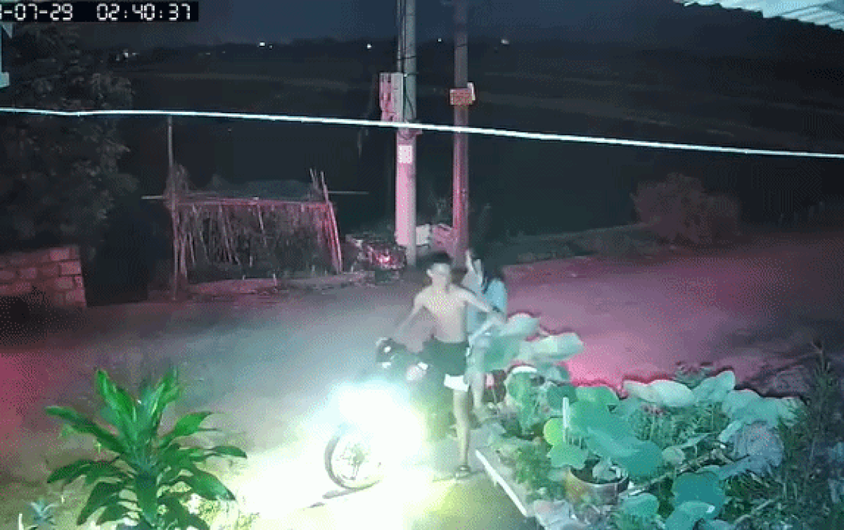 Nam thanh niên hái hoa ven đường của nhà dân tặng bạn gái. Ảnh cắt từ clip