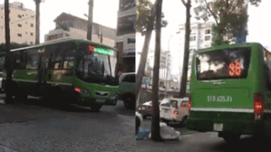 Xe buýt 'hồn nhiên' leo lề giữa đường phố trung tâm Sài Gòn