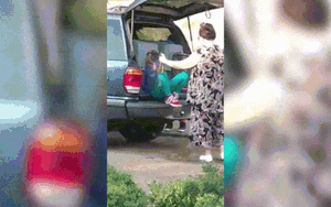 Phẫn nộ bà nhốt cháu trong cũi chó sau xe ô tô giữa cái nóng 35 độ C