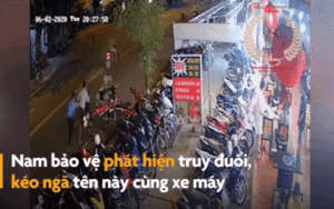 Clip: Phát hiện thanh niên dắt trộm xe máy, nam bảo vệ đuổi theo và kéo ngã tên trộm