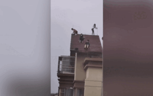 'Thót tim' chứng kiến 4 đứa trẻ đùa nghịch trên nóc chung cư 32 tầng