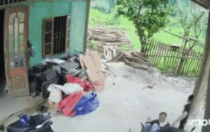 Clip: Trâu điên bất ngờ xông vào nhà dân, húc tới tấp một người đàn ông