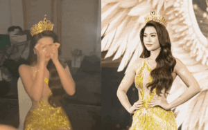 Chưa final walk, Thiên Ân đã khóc nức nở trong hậu trường khi đội vương miện mới