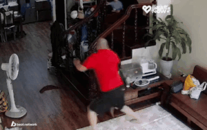 Ông bố suýt 'mất vía' lúc trông con nhỏ, xem lại camera vẫn còn run sợ