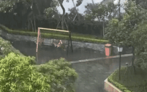 Đứng trên tầng cao ngắm mưa, cô gái phát hiện cảnh dở khóc dở cười