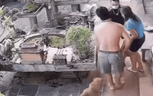 Người đàn ông đang khiêng đồ liền tỏ ra đau đớn, camera ghi lại cảnh dở khóc dở cười