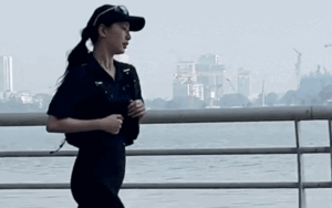 Danh tính nữ diễn viên gây sốt với visual xinh đẹp khi chạy bộ ở Hồ Tây