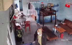 Clip: Cả nhà 'hết hồn' khi thấy bé gái đi học về, camera ghi lại sự việc khó tin