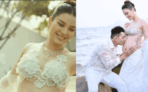 Phương Trinh Jolie khoe bụng bầu cực bạo, tình tứ với Lý Bình trong tiệc kỉ niệm 1 năm ngày cưới