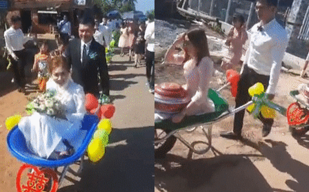 Clip: Rước dâu bằng xe rùa, cô dâu cười tươi rói, có hành động quan tâm chú rể khiến dân tình 'rụng tim' Ảnh 2