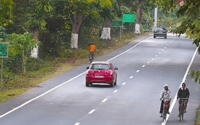 Clip: Đang đạp xe ung dung trên đường, người đàn ông bất ngờ bị một con vật vồ ngã loạng choạng Ảnh 2