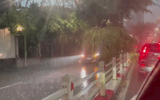 Clip: Cây xanh gãy đổ đè trúng ô tô dưới trời mưa gió lớn vào giờ tan tầm ở Hà Nội Ảnh 2