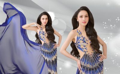 Á hậu Ngọc Hằng hóa nữ thần khi diện váy 'bầu trời đêm sa mạc' trong phần thi Glam Shot khiến fan mê mẩn