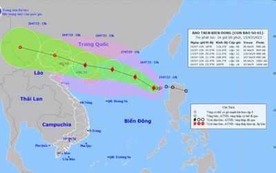 Bão số 1 Talim giật cấp 15 di chuyển rất nhanh hướng vào Vịnh Bắc Bộ