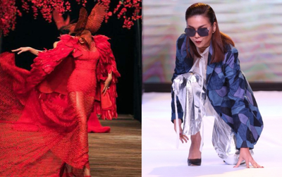 Sao Việt xử lí 'tai nạn' trên sàn catwalk: Minh Tú, Thanh Hằng thần thái, chị đại làng mẫu chảy máu chân