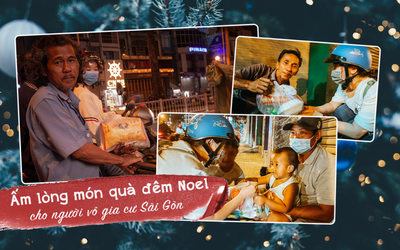 Ấm lòng những món quà đêm Noel dành tặng người vô gia cư ở khắp đường phố Sài Gòn