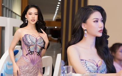 Bùi Quỳnh Hoa thăng hoa với đầm họa tiết của bướm: Phong độ Supermodel International mãi đỉnh