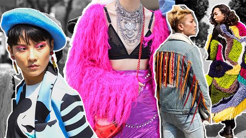 Mũ nồi sặc sỡ giống Chi Pu 'tấn công' sàn diễn street style Tuần lễ Thời trang