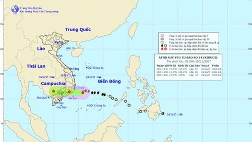 Bão số 14 đã suy yếu thành áp thấp nhiệt đới, nhiều nơi có mưa lớn