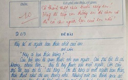 Điểm lại những bài văn đạt điểm 10 khiến dân mạng xúc động