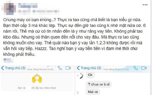 Bạn học khác lớp hồi cấp 3, sau 6 năm quên cả mặt vẫn nhắn tin hỏi vay tiền 'đều như chanh vắt'