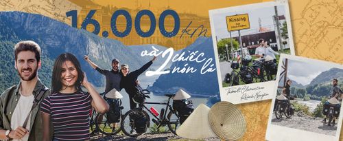 Chuyến đạp xe trăng mật 16.000km từ Pháp về Việt Nam của vợ chồng trẻ cùng hai chiếc nón lá