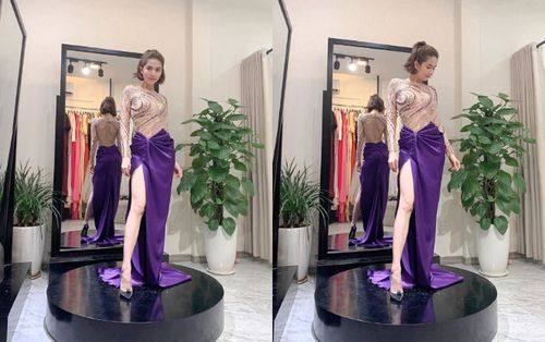 Ngọc Trinh mặc đầm tím lịm, đẹp bất chấp photoshop thách thức mọi ánh nhìn