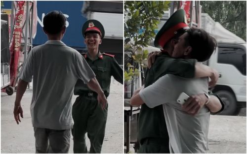 Đi nghĩa vụ được nghỉ phép về thăm nhà, chàng trai giấu gia đình và khoảnh khắc xúc động lúc vừa gặp cha
