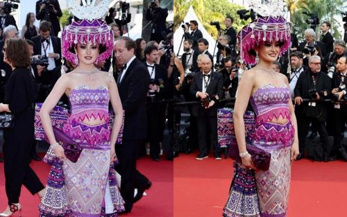 Xuất hiện mỹ nhân diện trang phục dân tộc lên thảm đỏ Cannes, hoá ra là người vượt cả Ngọc Châu năm ấy!