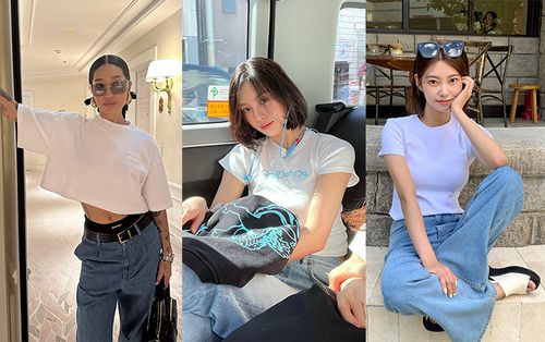 Tủ đồ của sao Hàn luôn có áo phông trắng và quần jeans, outfit đơn giản nhưng mặc hoài không chán