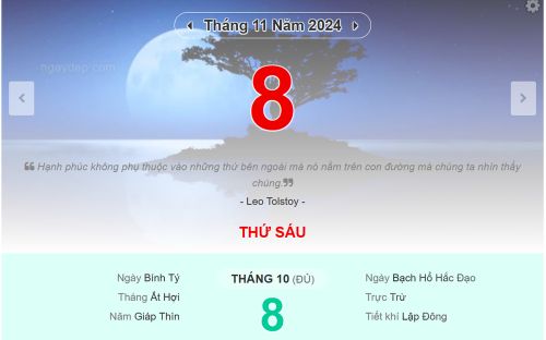 Lịch âm hôm nay 8/11/2024: Ngày cực xấu, kỵ làm việc, kỵ xuất hành