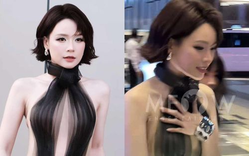 'Mẹ bỉm 2 con' Sam mặc áo mỏng tang hở bạo, phải lấy tay che chắn sợ hớ hênh ở đám đông