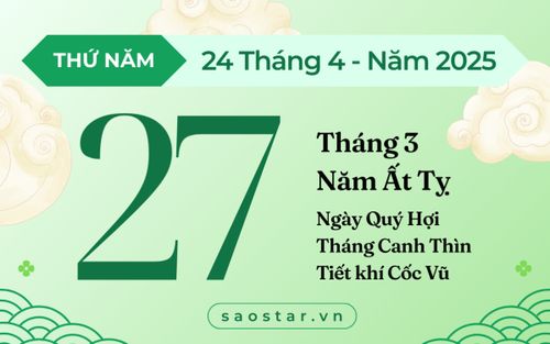 Lịch âm hôm nay 24/4/2025: Ngày đẹp để ổn định nhà cửa, kiện tụng dễ thành công