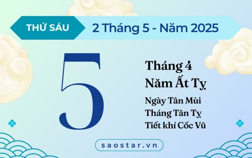 Lịch âm hôm nay 2/5/2025: Ngày tốt hiếm có, nên làm gì để đón may mắn?
