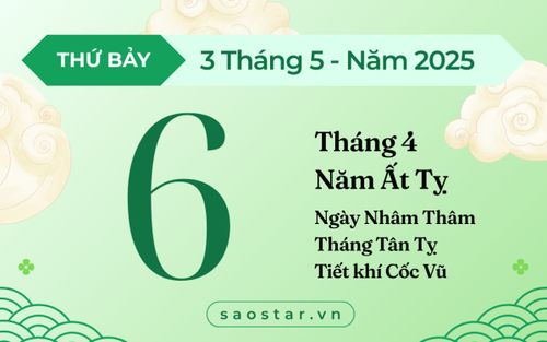 Lịch âm hôm nay 3/5/2025: Làm việc này coi chừng hao tài