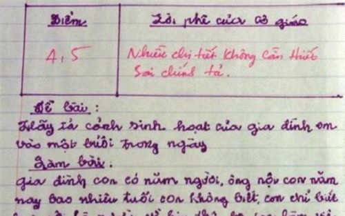 Bài văn tả cảnh sinh hoạt của gia đình, cô giáo phải nhắc nhở 'nhiều chi tiết không cần thiết'
