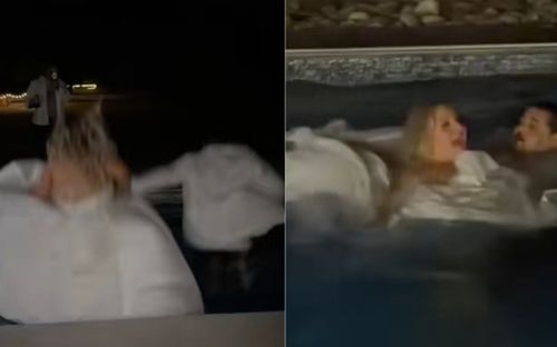 Cô dâu suýt chết vì chiếc váy cưới, video lan truyền trên mạng ghi lại cảnh đáng sợ