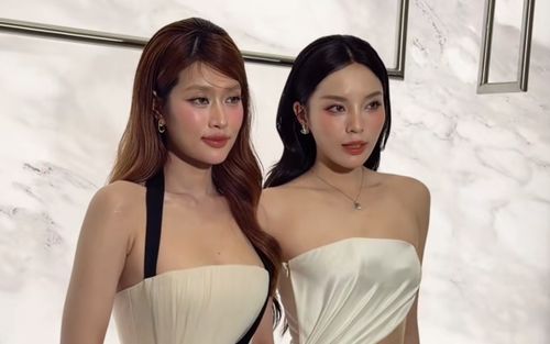 Kỳ Duyên mặc váy cut-out hở bạo, tự tin ôm eo Thiên Ân ở chốn đông người