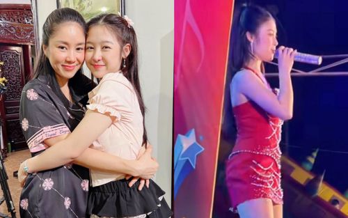 'Con gái' Lê Phương và Lương Thế Thành đi hát hội chợ gây tranh cãi