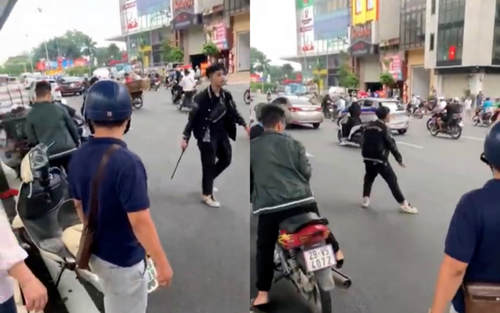 Tạm giữ nam thanh niên cầm hung khí đập phá xe của người dân sau va chạm giao thông