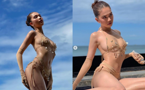 'Xỉu lên xỉu xuống' vì Ngọc Trinh khoe vòng 3 căng đét trong bộ bikini màu da tí hon
